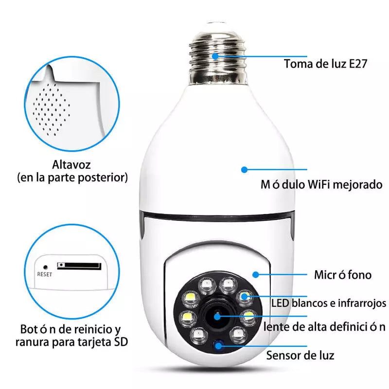 SafeCam - Cámara 360 con Iluminación Propia y Wifi