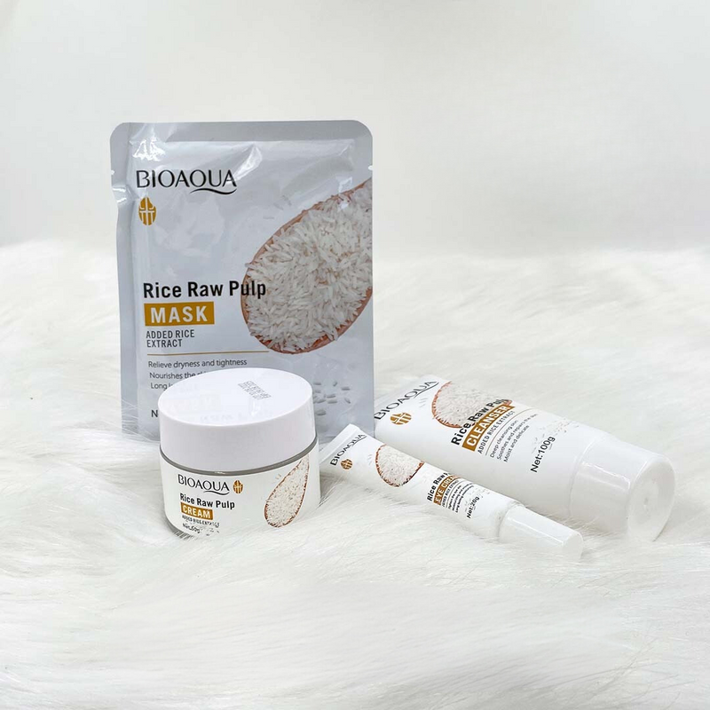 💫✨ Kit Facial de Arroz Bioaqua 4 Productos - Disfruta de los beneficios secretos del arroz 💫✨