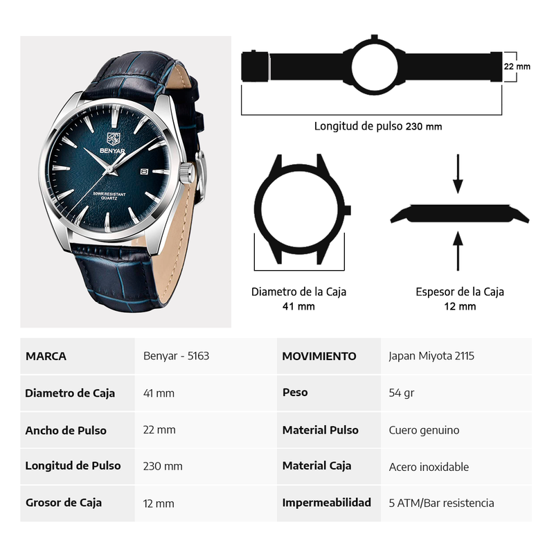 Reloj Clásico para Hombre BENYAR